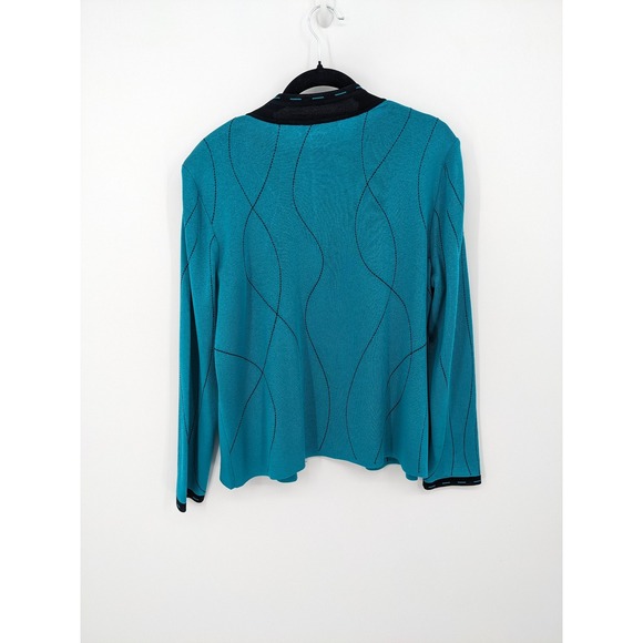 Ming Wang Sweater Set Women Medium Teal Green Two Piece cardigan Tank Top Mature - Picture 7 of 12